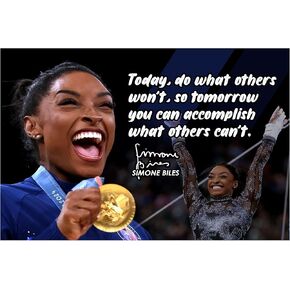 Simone Biles Motivational Poster Quote Inspirational Quotes Classroom Posters Gymnast Documentary Gymnastics Pro Black Legend Star Athlete Olympics Print Decor Wall Art G.O.A.T. USA Champion P160-2