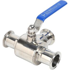 QiiMii Stainless Steel 304 1.5" Tri Clamp Sanitary Ball Valve, 3-Way Ball Valve T-Port, PTFE Lined (1-1/2 inch Tube OD)
