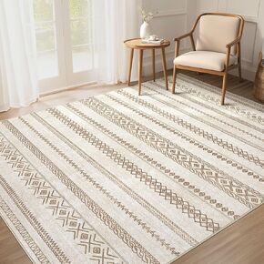 Area Rug 5x7 Washable Rug, Large Boho Moroccan Geometric Neutral Soft Rug for Living Room Bedroom Dining Room, Non Slip Indoor Carpet for Home Office Decor - Grey