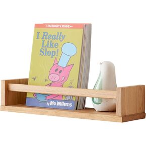 Oak Nursery Floating Shelves 27.5 Inches Wall Mounted Nursery Shelf, Wood Bookshelf Wall Shelves for Kitchen Spice Rack Bedroom Living Room Baby Nursery Room, Natural