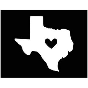 Texas with Heart Vinyl Decal | White | Made in USA by Foxtail Decals | for Car Windows, Tablets, Laptops, Water Bottles, etc. | 4.5 x 4.2 inch