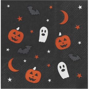 BLUE PANDA - Halloween Party Decorations, Paper Napkins (5 x 5 In, Black, 50 Pack)