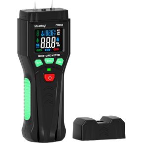 Wood Moisture Meter, Firewood Moisture Tester, Drywall Moisture Detector, Pin Type Water Leak Detector with Visual Alerts for Lumber Logs Concrete Floors Ceiling Building Material Hardwood