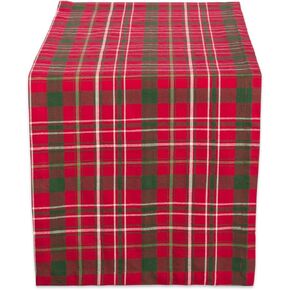 DII Holiday Dining Table Linen Collection Tartan Holly Plaid, Christmas Table Runner, 14x108, Red & Green