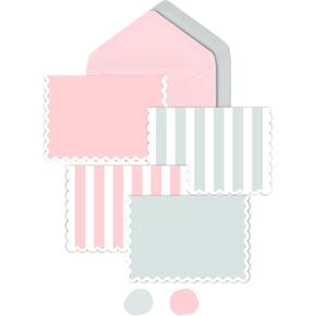 AZAZA Blank Cards and Envelopes Pink and Green 24 Pack,3.5x5 Mini Striped Greeting Cards,Blank Note Cards & Sage Green Envelopes for Baby Shower,Wedding Thank You Cards,Graduation in Kuwait