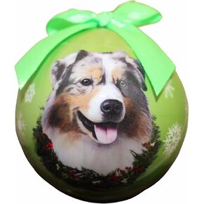 "Australian Shepherd Christmas Ornament" Shatter Proof Ball