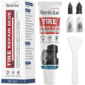 Tire Repair Glue, 10ml*2pcs Tire Sidewall Repair Kit, Black Rubber Cement Tire Repair, Two Sizes Tire Repair Rubber Nail, Tire Glue Super Glue Repair Motorcycle, Car, Truck, Tractor, Mower