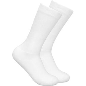 Cotton Diabetic Socks for Men & Women 9-12, Ankle Socks for Swollen Feet, Neuropathy Crew Socks, Wide Calf, Edema Neuropathy Socks for Men & Women, Diabetic Supplies by Leng Ke (2 Pairs White)