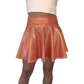 Orange Sparkle Skater Circle Skirt - Halloween Rave Mini Skirt - Made in USA