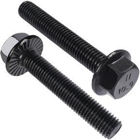 M6-1.0 x 40mm Flanged Hex Head Bolts,External Flange Hex Drive Screws,Class 10.9 Black Zinc Plated,Alloy Steel,Full Coarse Thread,Pump,Fix Car,DIY Project(30Pcs)