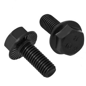 M6-1.0 x 12mm Flanged Hex Head Bolts,External Flange Hex Drive Screws,Class 10.9 Black Zinc Plated,Alloy Steel,Full Coarse Thread,Pump,Fix Car,DIY Project(60Pcs)
