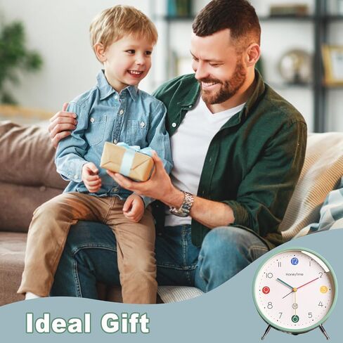 JUSTUP Analog Table Alarm Clock, 6 Inch Minimalist Tabletop Alarm Clock for Kids, Silent Battery Powered Alarm Clock with Quartz Movement, Bedside Clock for Heavy Sleepers Adults Teens (Green) in Saudi Arabia