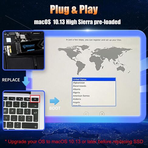 1 تيرابايت SSD لجهاز Apple MacBook Pro 2016 2017 A1708 EMC 2978/3164 شريط غير يعمل باللمس، واجهة Mac الأصلية M.2 NVMe PCIe 3.0 قرص صلب بديل (نظام التشغيل MacOS مثبت مسبقًا) in Kuwait