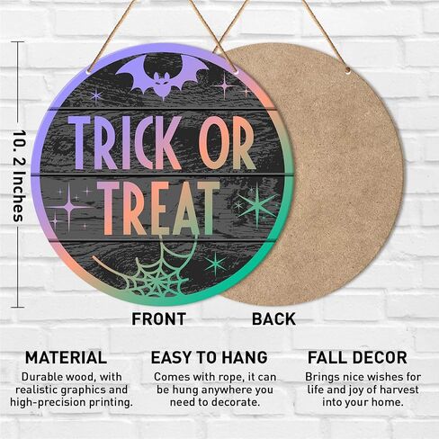 Muktoujaumai Witch Welcome Sign Front Door Decor, Halloween Witch Round Hanging Sign Decor Autumn Wall Wooden Decorations Halloween Witchy Black Wood Sign for Porch, Gothic Home, Come in My Pretties in Kuwait