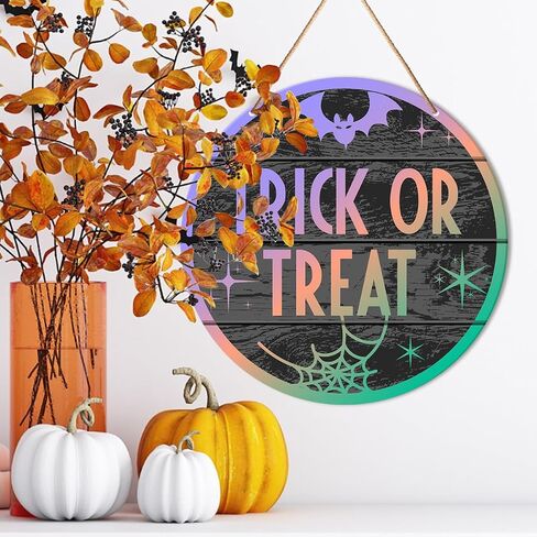 Muktoujaumai Witch Welcome Sign Front Door Decor, Halloween Witch Round Hanging Sign Decor Autumn Wall Wooden Decorations Halloween Witchy Black Wood Sign for Porch, Gothic Home, Come in My Pretties in Kuwait