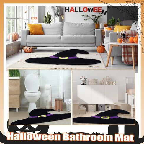 Timgle Halloween سجادة الحمام قبعة الساحرة سجادة الحمام سجادة معنقدة مخيفة سجادة حمام قوطية غير قابلة للانزلاق لتزيين الحمام الهالوين، سجادة الباب الأمامي للمطبخ وغرفة النوم المنزلية in Kuwait