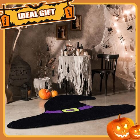 Timgle Halloween سجادة الحمام قبعة الساحرة سجادة الحمام سجادة معنقدة مخيفة سجادة حمام قوطية غير قابلة للانزلاق لتزيين الحمام الهالوين، سجادة الباب الأمامي للمطبخ وغرفة النوم المنزلية in Kuwait