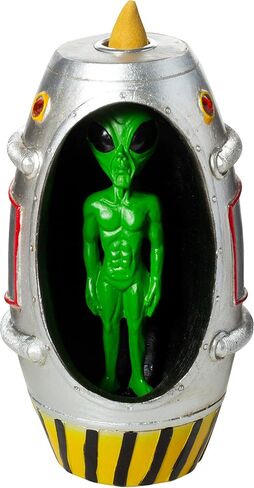 Green Alien Pod Extraterrestrial LED Light 6.5" Tall Backflow Incense Burner in Saudi Arabia