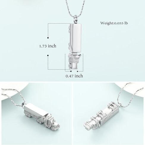 Imrsanl Urn Necklace for Ashes for Men Adults Stainless Steel 18 Wheeler Semi Truck Cremation Jewelry Urn Pendant Ashes Holder Memorial Locket in Saudi Arabia