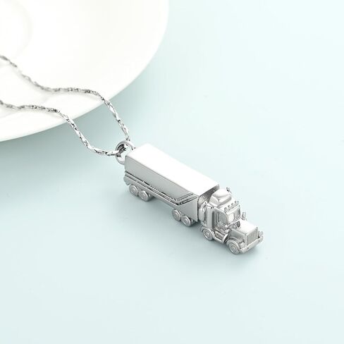 Imrsanl Urn Necklace for Ashes for Men Adults Stainless Steel 18 Wheeler Semi Truck Cremation Jewelry Urn Pendant Ashes Holder Memorial Locket in Saudi Arabia