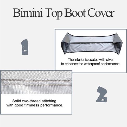 Bimini top Boot Cover, Suitable for 3-4 Bows Bimini Tops, Design with Light Hole Bimini Top Cover, 600D Waterproof Bimini Storage Boot in Saudi Arabia