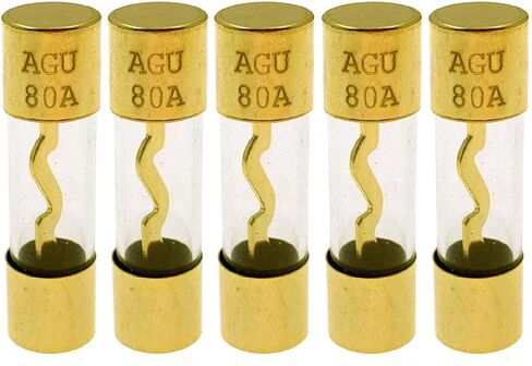 Yoiilnz(Pack of 5 Pcs) AGU 100A Gold Standard Glass Fuses 100Amp Car Stereo Fuses in Kuwait