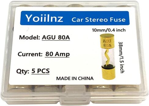 Yoiilnz(Pack of 5 Pcs) AGU 100A Gold Standard Glass Fuses 100Amp Car Stereo Fuses in Kuwait