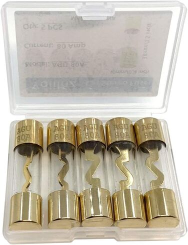 Yoiilnz(Pack of 5 Pcs) AGU 100A Gold Standard Glass Fuses 100Amp Car Stereo Fuses in Kuwait