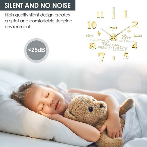 FERRISA Frameless DIY Wall Clock, 3 in 1 Large 3D Frameless Wall Clock 47 Inch, 3D DIY Wall Clock for Living Room Bedroom Office Decor Wall Decor(Gold Motto)… in Saudi Arabia