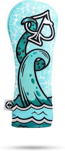 غطاء رأس Pins & Aces Kraken - غطاء رأس كلاسيكي ممتاز مصنوع يدويًا بطابع Kraken - غطاء نادي جولف مضحك بجودة عالية - قم بتصميم حقيبة الجولف الخاصة بك وتخصيصها in Saudi Arabia