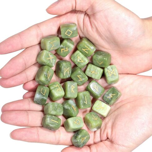 TUMBEELLUWA Energy Tiger's Eye Rune Stones Set with Engraved Elder Futhark Alphabet Lettering Energy Crystal Stone Kit for Divination, Wicca, Meditation in Kuwait