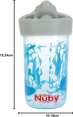 Nuby No Spill 3D Character Sippy Cup with Soft Touch Flo Silicone Top, 12 Ounce, Shark in Saudi Arabia