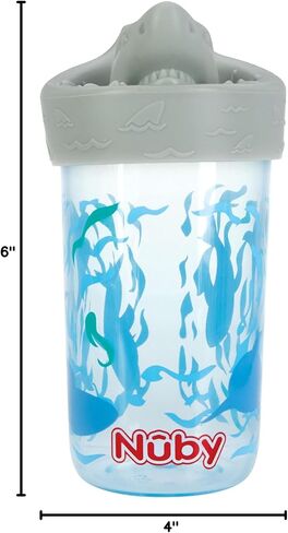Nuby No Spill 3D Character Sippy Cup with Soft Touch Flo Silicone Top, 12 Ounce, Shark in Saudi Arabia