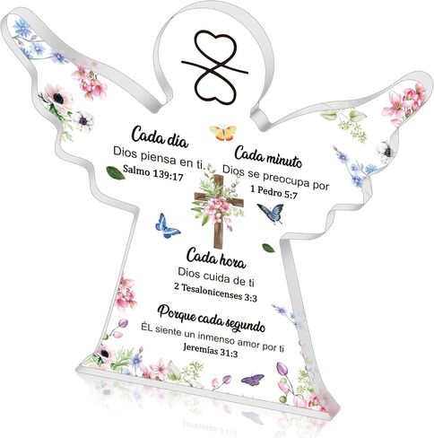Yopyame Spanish Christian Acrylic Gift - Religious Inspirational Gift for Woman, Christian Prayer Bible Verse Table Decor Signs, Faith Keepsake Paperweight for Christmas Holiday Home Decor (Sunflower) in Saudi Arabia