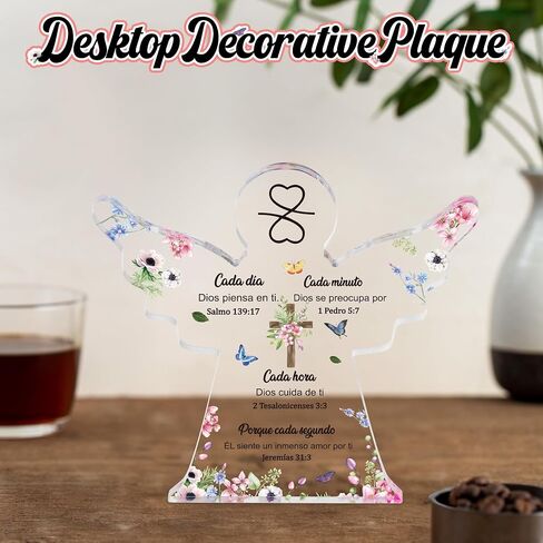 Yopyame Spanish Christian Acrylic Gift - Religious Inspirational Gift for Woman, Christian Prayer Bible Verse Table Decor Signs, Faith Keepsake Paperweight for Christmas Holiday Home Decor (Sunflower) in Saudi Arabia