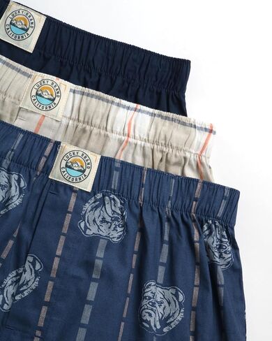 Lucky Brand Men's Underwear - Classic Woven Boxers with Functional Fly (3 Pack), Size X-Large, PlaidSmoked Pearl PrintJet Black in Saudi Arabia