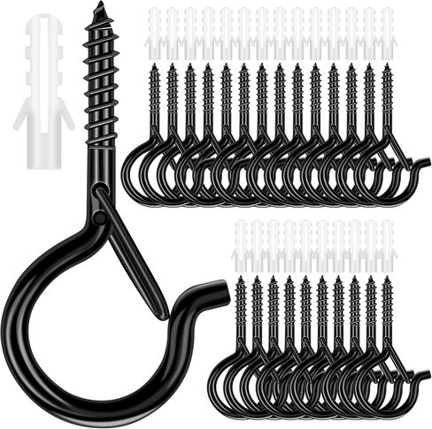 Q Hanger Hanging Hooks for Out Door String Lights, 16pcs Screw Hooks for Plants, Heavy Duty Ceiling Hooks with Safety Buckle for Christmas Lights & Patio Lights, Fairy Lights Wind Chimes Decoration in Saudi Arabia