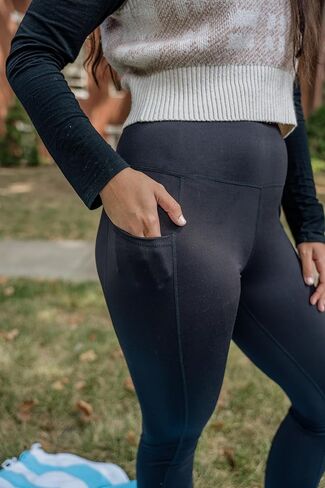 تمرين نسائي لا معنى له مع التحكم في البطن، سراويل ضيقة رياضية مع جيوب، سراويل يوجا عالية الخصر in Kuwait