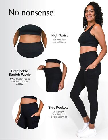 تمرين نسائي لا معنى له مع التحكم في البطن، سراويل ضيقة رياضية مع جيوب، سراويل يوجا عالية الخصر in Kuwait