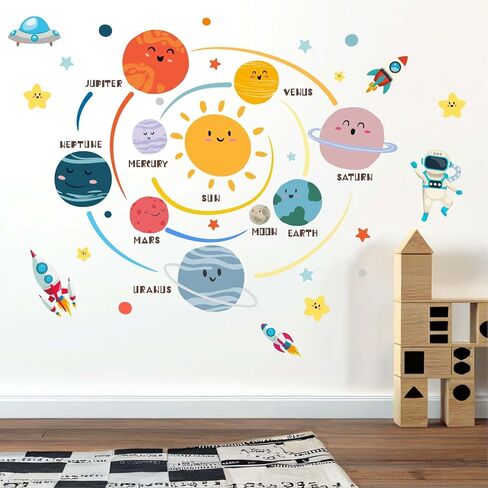Outer Space Planets Wall Decals - Astronaut Rocket Boys Wall Stickers - Baby Nursery Kids Room Daycare Playroom Wall Decor in Saudi Arabia