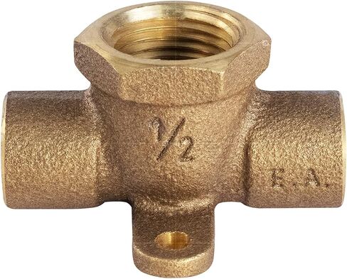 لوازم Everflow CCFT0120-NL C X C X F تركيب تي شيرت من النحاس المصبوب بدون الرصاص مع أكواب لحام وفرع ملولب للإناث، 1/2 بوصة in Saudi Arabia