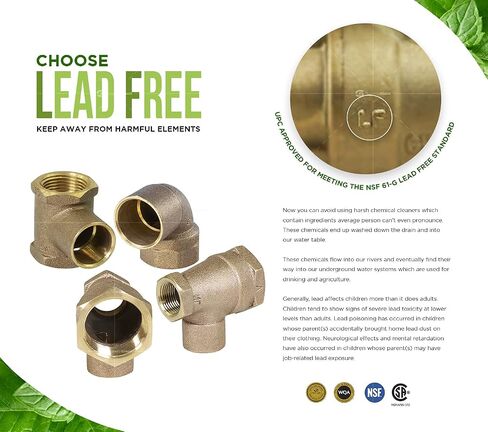 لوازم Everflow CCFT0120-NL C X C X F تركيب تي شيرت من النحاس المصبوب بدون الرصاص مع أكواب لحام وفرع ملولب للإناث، 1/2 بوصة in Saudi Arabia