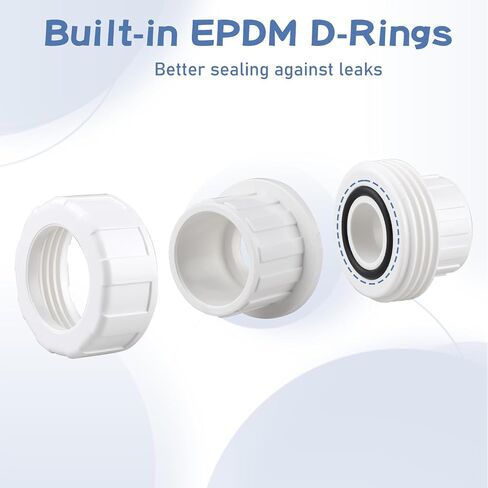 3/4 "PVC Union Coupling، 2 Pack PVC Pipe Fitting White PVC Converter مع EPDM O-Ring PVC Slip Union Coupling محول الجدول 40 للري، نظام حمام السباحة والمنتجع الصحي، مشروع السباكة الداخلي in Saudi Arabia