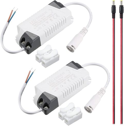 2 pcs LED Driver 12-18W Power Supply Transformer Adapter Constant Current 300mA High Power AC 85-265V DC Low Voltage Output with DC Male Cable CH-2 Cable Connector in Saudi Arabia