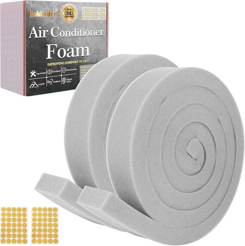 2 Rolls Air Conditioner Window Seal - 2 in x1 in Weather Stripping for AC Window Seal Insulation, Non-Adhesive Foam with Glue Points, Air Conditioner Foam, Total 13FT in Saudi Arabia