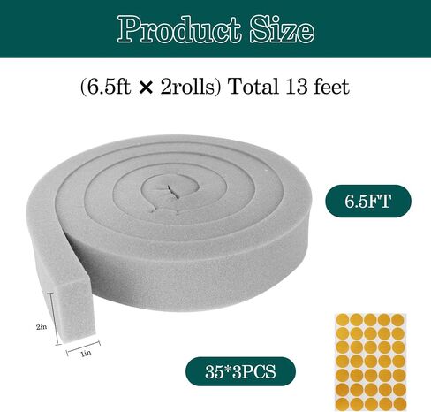 2 Rolls Air Conditioner Window Seal - 2 in x1 in Weather Stripping for AC Window Seal Insulation, Non-Adhesive Foam with Glue Points, Air Conditioner Foam, Total 13FT in Saudi Arabia