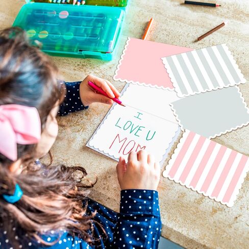 AZAZA Blank Cards and Envelopes Pink and Green 24 Pack,3.5x5 Mini Striped Greeting Cards,Blank Note Cards & Sage Green Envelopes for Baby Shower,Wedding Thank You Cards,Graduation in Saudi Arabia