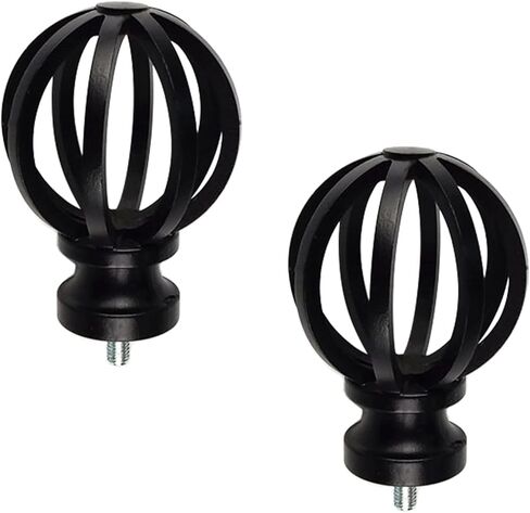 تيجان ستارة، قطعتان من أغطية قضيب الستارة البلاستيكية، نهايات زخرفية لعمود الستائر السوداء، توقف نهاية عمود الستائر العتيقة، تناسب القطر. قضبان 2/3 بوصة لديكور نافذة المنزل (قفص مجوف) in Kuwait