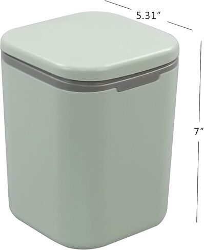 Morcte 1-Pack 0.5 Gallon/ 2 L Tiny Desktop Trash Can with Push Button Lid, Green in Saudi Arabia