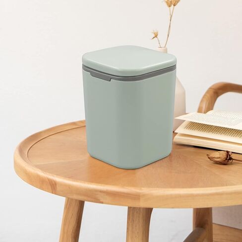 Morcte 1-Pack 0.5 Gallon/ 2 L Tiny Desktop Trash Can with Push Button Lid, Green in Saudi Arabia
